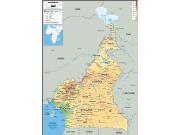 Cameroon <br /> Physical <br /> Wall Map Map