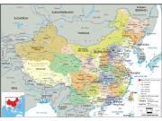China <br /> Political <br /> Wall Map Map