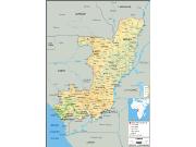 Congo <br /> Physical <br /> Wall Map Map
