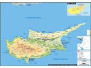 Cyprus <br /> Physical <br /> Wall Map Map