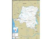 Democratic Republic of Congo Road <br /> Wall Map Map
