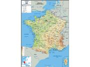 France <br /> Physical <br /> Wall Map Map