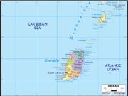 Grenada <br /> Political <br /> Wall Map Map