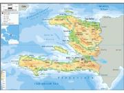Haiti <br /> Physical <br /> Wall Map Map