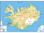 Iceland <br /> Physical <br /> Wall Map Map