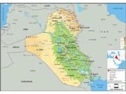Iraq <br /> Physical <br /> Wall Map Map
