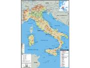 Italy <br /> Physical <br /> Wall Map Map