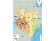 Kenya <br /> Physical <br /> Wall Map Map