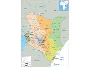 Kenya <br /> Political <br /> Wall Map Map
