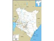 Kenya Road <br /> Wall Map Map