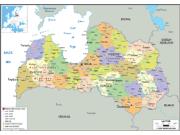 Latvia <br /> Political <br /> Wall Map Map