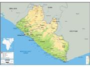 Liberia <br /> Physical <br /> Wall Map Map