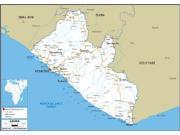 Liberia Road <br /> Wall Map Map