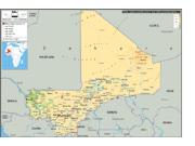 Mali <br /> Physical <br /> Wall Map Map
