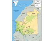 Mauritania <br /> Physical <br /> Wall Map Map