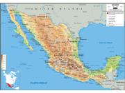 Mexico <br /> Physical <br /> Wall Map Map