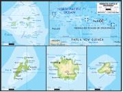 Micronesia <br /> Physical <br /> Wall Map Map