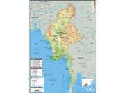 Myanmar <br /> Physical <br /> Wall Map Map