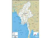 Myanmar Road <br /> Wall Map Map