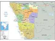 Namibia <br /> Political <br /> Wall Map Map