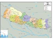 Nepal <br /> Political <br /> Wall Map Map
