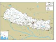 Nepal Road <br /> Wall Map Map