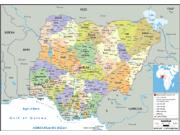 Nigeria <br /> Political <br /> Wall Map Map