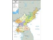 North Korea <br /> Political <br /> Wall Map Map