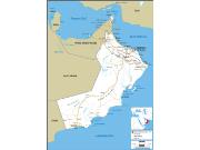 Oman Road <br /> Wall Map Map