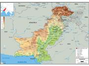 Pakistan <br /> Physical <br /> Wall Map Map