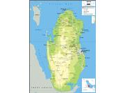 Qatar <br /> Physical <br /> Wall Map Map