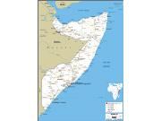 Somalia Road <br /> Wall Map Map