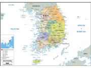 South Korea <br /> Political <br /> Wall Map Map