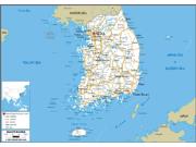 South Korea Road <br /> Wall Map Map