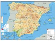 Spain <br /> Physical <br /> Wall Map Map