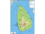 Sri Lanka <br /> Physical <br /> Wall Map Map