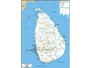 Sri Lanka Road <br /> Wall Map Map