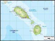 St Kitts Nevis <br /> Physical <br /> Wall Map Map