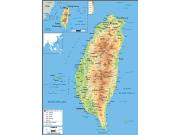Taiwan <br /> Physical <br /> Wall Map Map