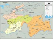 Tajikistan <br /> Political <br /> Wall Map Map