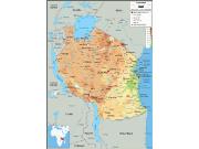 Tanzania <br /> Physical <br /> Wall Map Map
