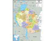 Tanzania <br /> Political <br /> Wall Map Map