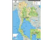 Thailand <br /> Physical <br /> Wall Map Map