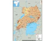 Uganda <br /> Physical <br /> Wall Map Map