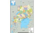 Uganda <br /> Political <br /> Wall Map Map