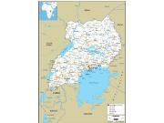 Uganda Road <br /> Wall Map Map