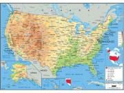 USA <br /> Physical Wall <br /> Wall Map Map