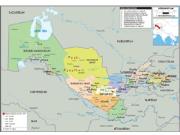 Uzbekistan <br /> Political <br /> Wall Map Map