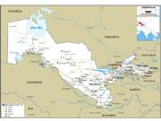 Uzbekistan Road <br /> Wall Map Map
