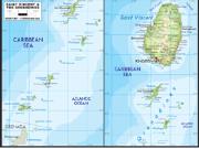 Vincent Grenadines <br /> Physical <br /> Wall Map Map